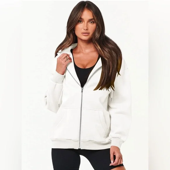 ANRABESS Women's Oversized Zip Up Hoodie Y2K Casual Drawstring Jacket NW… - Picture 4 of 10